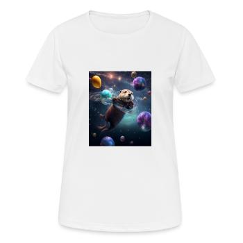 Drôle Space Otters Space Otter avec Planet - T-shirt respirant Femme - blanc - Devant - AI Model Female 172 dark (172cm)