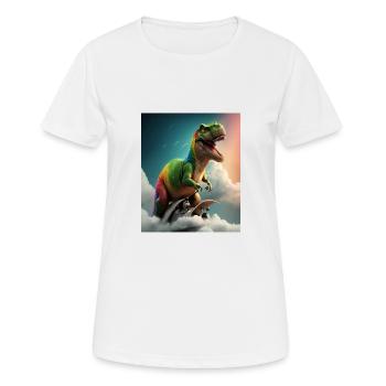 Drôle de dessin animé Loutres Loutre Chevauchant Dinosaure Vert - T-shirt respirant Femme - blanc - Devant - AI Model Female 172 dark (172cm)
