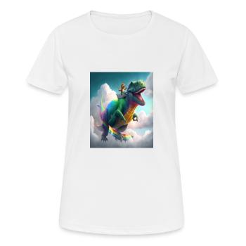 Drôle de dessin animé Loutres Loutre Chevauchant Dinosaure Vert - T-shirt respirant Femme - blanc - Devant - AI Model Female 172 dark (172cm)