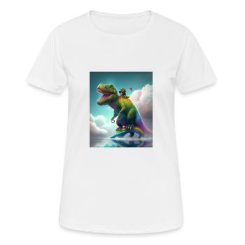 Drôle de dessin animé Loutres Loutre Chevauchant Dinosaure Vert - T-shirt respirant Femme - blanc - Devant - AI Model Female 172 dark (172cm)