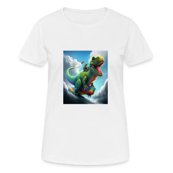 Drôle de dessin animé Loutres Loutre Chevauchant Dinosaure Vert - T-shirt respirant Femme - blanc - Devant - AI Model Female 172 dark (172cm)