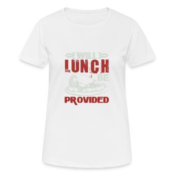 WIRD MITTAGESSEN ZUR VERFÜGUNG GESTELLT - Frauen T-Shirt atmungsaktiv - Weiß - Vorne - AI Model Female 172 dark (172cm)