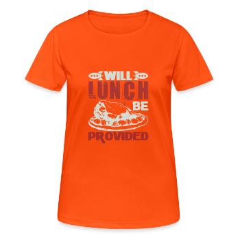 WIRD MITTAGESSEN ZUR VERFÜGUNG GESTELLT - Frauen T-Shirt atmungsaktiv - Neonorange - Vorne - AI Model Female 172 dark (172cm)