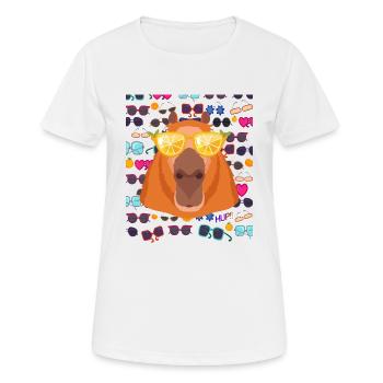 Lunettes de soleil Capy Capybara avec des lunettes de soleil amusantes - T-shirt respirant Femme - blanc - Devant - AI Model Female 172 dark (172cm)