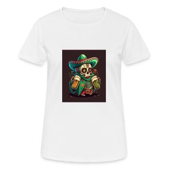 Crâne en sucre portant un sombrero ivre de sucre mexicain - T-shirt respirant Femme - blanc - Devant - AI Model Female 172 dark (172cm)