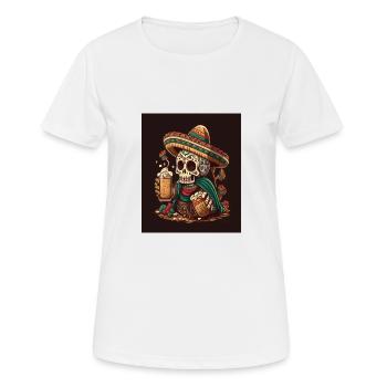 Crâne en sucre portant un sombrero ivre de sucre mexicain - T-shirt respirant Femme - blanc - Devant - AI Model Female 172 dark (172cm)