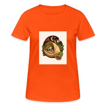 Sloth Sleeping In Taco Funny Sloth Taco Lover - Frauen T-Shirt atmungsaktiv - Neonorange - Vorne - AI Model Female 172 dark (172cm)
