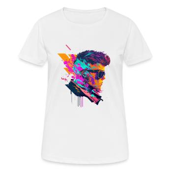 Pop-Art Rocker mit Sonnenbrille Abstrakte Kunst - Frauen T-Shirt atmungsaktiv - Weiß - Vorne - AI Model Female 172 dark (172cm)