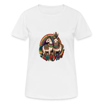 Unicorn Morphed With Llama Funny Mexican Unicorn - Frauen T-Shirt atmungsaktiv - Weiß - Vorne - AI Model Female 172 dark (172cm)
