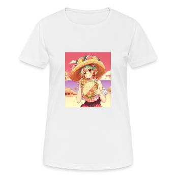 Anime Girl Wearing Sombrero Anime Girl Wearing - Women's Breathable T-Shirt - white - Front - AI Model Female 172 dark (172cm)