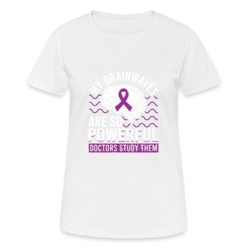 Ondes cérébrales Cerveau Ruban violet Épileptique - T-shirt respirant Femme - blanc - Devant - AI Model Female 172 dark (172cm)