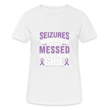 Confondu avec l’épileptique avec la mauvaise fille - T-shirt respirant Femme - blanc - Devant - AI Model Female 172 dark (172cm)