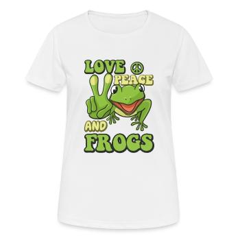 Love peace and Frogs - Frauen T-Shirt atmungsaktiv - Weiß - Vorne - AI Model Female 172 dark (172cm)