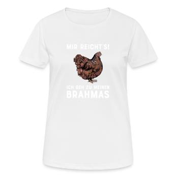 Brahma Hühner I Chicken Geflügel Motiv für - Frauen T-Shirt atmungsaktiv - Weiß - Vorne - AI Model Female 172 dark (172cm)
