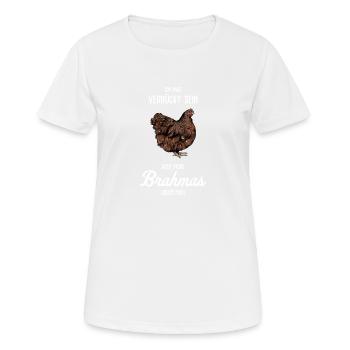 Brahma Hühner I Chicken Geflügel Motiv für - Frauen T-Shirt atmungsaktiv - Weiß - Vorne - AI Model Female 172 dark (172cm)