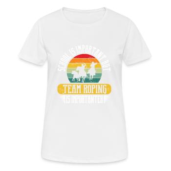 L’école est importante, mais l’équipe est plus importante - T-shirt respirant Femme - blanc - Devant - AI Model Female 172 dark (172cm)