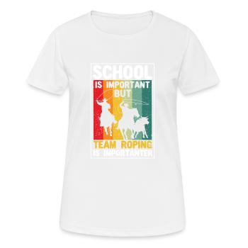 L’école est importante, mais l’équipe est plus importante - T-shirt respirant Femme - blanc - Devant - AI Model Female 172 dark (172cm)
