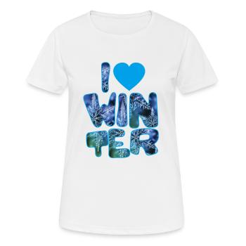 Mots d’hiver avec flocons de neige pour les amateurs d’hiver - T-shirt respirant Femme - blanc - Devant - AI Model Female 172 dark (172cm)