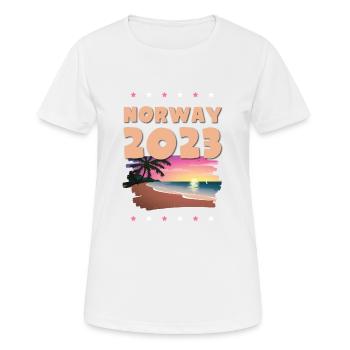 Norway 2023 - Frauen T-Shirt atmungsaktiv - Weiß - Vorne - AI Model Female 172 dark (172cm)