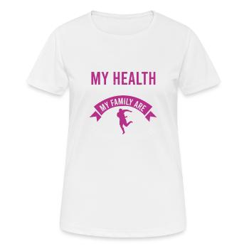 MEINE GESUNDHEIT UND MEINE FAMILIE SIND DER KERN MEINES SEINS - Frauen T-Shirt atmungsaktiv - Weiß - Vorne - AI Model Female 172 dark (172cm)