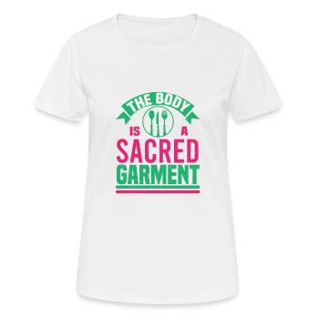 THE BODY IS A SACRED GARMENT - Women's Breathable T-Shirt - white - Front - AI Model Female 172 dark (172cm)