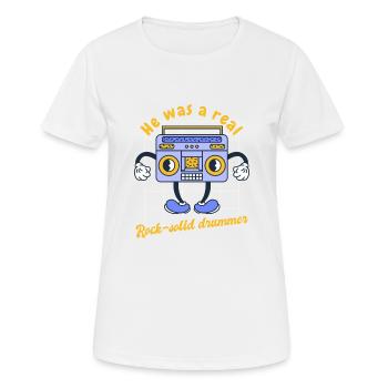 He Was A Real Rock-Solid Drummer Funny Retro Music - Women's Breathable T-Shirt - white - Front - AI Model Female 172 dark (172cm)