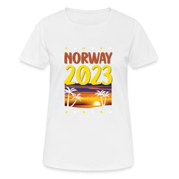 Norway 2023 - Frauen T-Shirt atmungsaktiv - Weiß - Vorne - AI Model Female 172 dark (172cm)