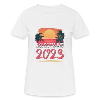 Goldstrand 2023 - Frauen T-Shirt atmungsaktiv - Weiß - Vorne - AI Model Female 172 dark (172cm)