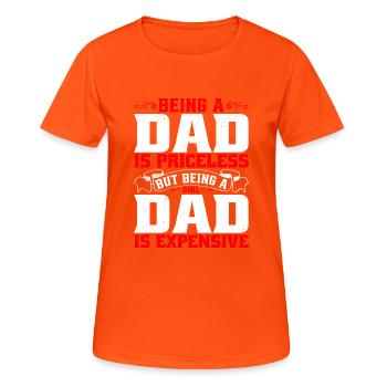Être papa fille coûte cher 5 - T-shirt respirant Femme - orange néon - Devant - AI Model Female 172 dark (172cm)