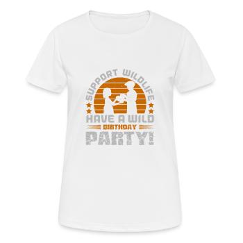 UNTERSTÜTZEN SIE DIE TIERWELT HABEN SIE EINE WILDE GEBURTSTAGSPARTY - Frauen T-Shirt atmungsaktiv - Weiß - Vorne - AI Model Female 172 dark (172cm)