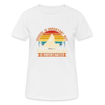 Schule ist wichtig, aber Snowmobilfahren ist wicht - Frauen T-Shirt atmungsaktiv - Weiß - Vorne - AI Model Female 172 dark (172cm)