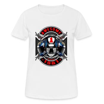 Awesome since 1981, Biker Geburtstag - Frauen T-Shirt atmungsaktiv - Weiß - Vorne - AI Model Female 172 dark (172cm)