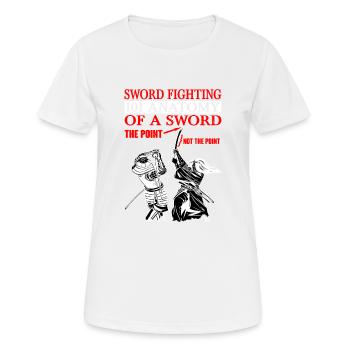 Combat à l’épée 101 Anatomie d’une épée 5 - T-shirt respirant Femme - blanc - Devant - AI Model Female 172 dark (172cm)