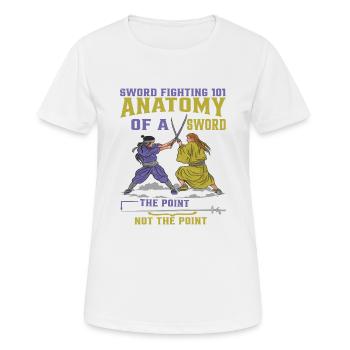 Combat à l’épée 101 Anatomie d’une épée 6 - T-shirt respirant Femme - blanc - Devant - AI Model Female 172 dark (172cm)