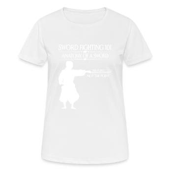 Combat à l’épée 101 Anatomie d’une épée 7 - T-shirt respirant Femme - blanc - Devant - AI Model Female 172 dark (172cm)