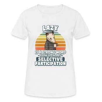 Lazy opossum with coffee - Women's Breathable T-Shirt - white - Front - AI Model Female 172 dark (172cm)