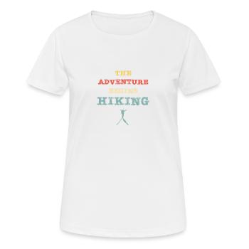 L’aventure commence - Randonnée - T-shirt respirant Femme - blanc - Devant - AI Model Female 172 dark (172cm)