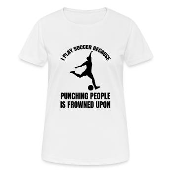 Fußballdesign Fußballspieler Fußballmannschaft - Frauen T-Shirt atmungsaktiv - Weiß - Vorne - AI Model Female 172 dark (172cm)