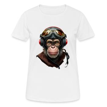 Schimpanse - Affe - Frauen T-Shirt atmungsaktiv - Weiß - Vorne - AI Model Female 172 dark (172cm)