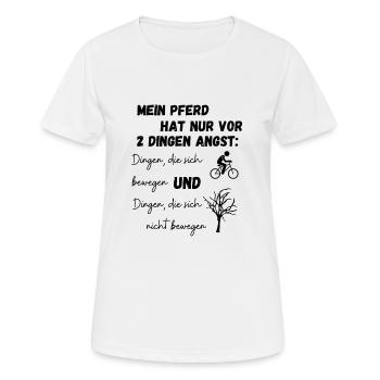 Mein Pferd hat Angst - Frauen T-Shirt atmungsaktiv - Weiß - Vorne - AI Model Female 172 dark (172cm)