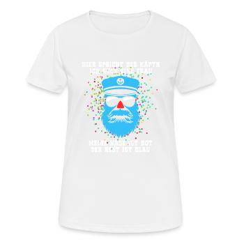Fastnacht - Karneval - Kapitän sucht Frau - Spruch - Frauen T-Shirt atmungsaktiv - Weiß - Vorne - AI Model Female 172 dark (172cm)