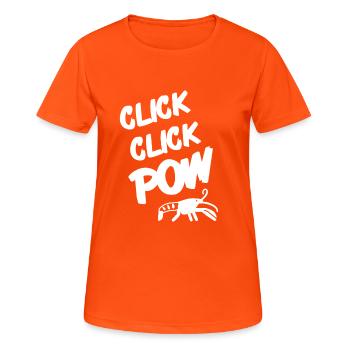 CLIQUEZ CLIQUEZ SUR POW Retro Funny Pistol Shrimp Designs - T-shirt respirant Femme - orange néon - Devant - AI Model Female 172 dark (172cm)