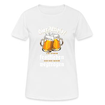 Bieraktivist - Bier - Festzelt - wegtragen - Frauen T-Shirt atmungsaktiv - Weiß - Vorne - AI Model Female 172 dark (172cm)
