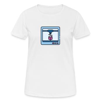 3D Druck Printing CAD PLA Filament 3d drucken - Frauen T-Shirt atmungsaktiv - Weiß - Vorne - AI Model Female 172 dark (172cm)