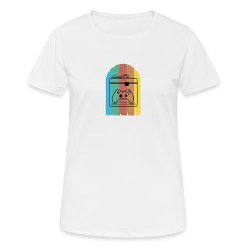 3D Druck Printing CAD PLA Filament 3d drucken - Frauen T-Shirt atmungsaktiv - Weiß - Vorne - AI Model Female 172 dark (172cm)