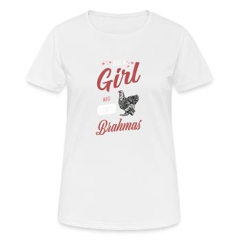 Brahma Chicken I Chicken Poultry Motif pour - T-shirt respirant Femme - blanc - Devant - AI Model Female 172 dark (172cm)