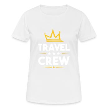 Travel Crew - Frauen T-Shirt atmungsaktiv - Weiß - Vorne - AI Model Female 172 dark (172cm)
