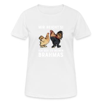 Brahma Hühner I Chicken Geflügel Motiv für - Frauen T-Shirt atmungsaktiv - Weiß - Vorne - AI Model Female 172 dark (172cm)