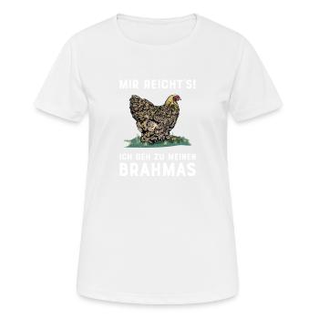 Brahma Hühner I Chicken Geflügel Motiv für - Frauen T-Shirt atmungsaktiv - Weiß - Vorne - AI Model Female 172 dark (172cm)