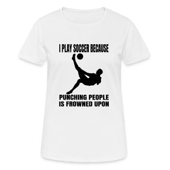 Fußballdesign Fußballmannschaft Fußballspieler - Frauen T-Shirt atmungsaktiv - Weiß - Vorne - AI Model Female 172 dark (172cm)